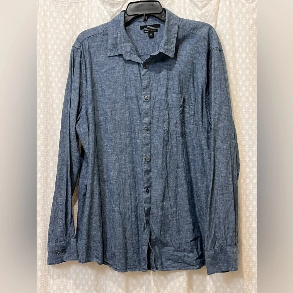 Marc Anthony Luxury Slim Fit Chambray Button Down Shirt XXL